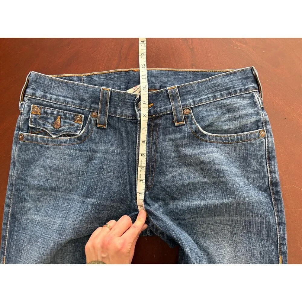 True Religion Men's Y2K Ricky Straight Flap Pocket Jeans Medium Wash Size 34